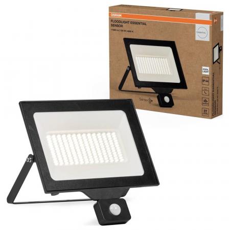 OSRAM LED Fluter Floodlight Essential mit Sensor 100W 4000K Neutralweiß IP44 schwarz