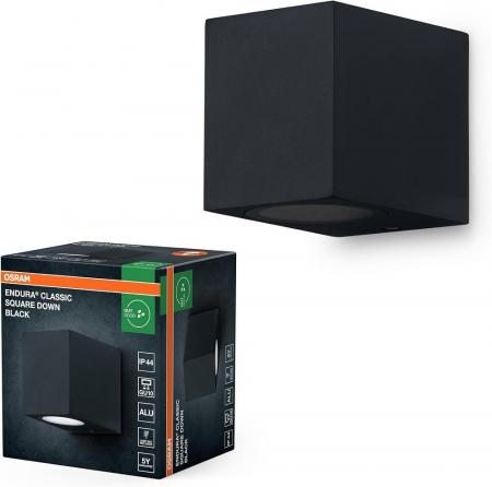 OSRAM Wandleuchte Endura Classic Square Down in Schwarz aus Aluminium