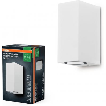 OSRAM Wandleuchte Endura Classic Square Up & Down in Weiß aus Aluminium -kann mit einfacher oder smarter GU10 Lampe bestückt werden