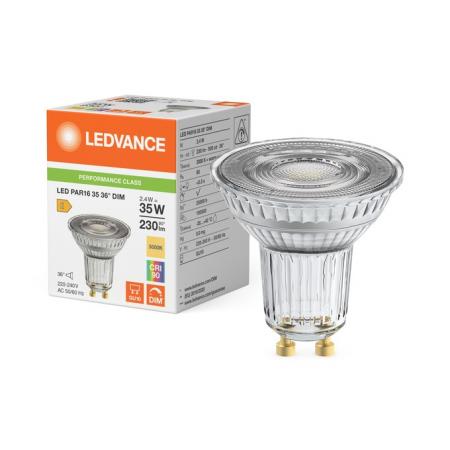 Ledvance GU10 PAR16 Reflektor 36° 2.4W wie 35W dimmbarer warmweißer Strahler 3000K 90Ra hohe Farbwiedergabe