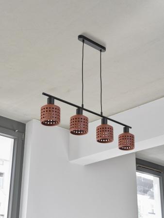 OSRAM 4-flammige Pendelleuchte Decor Clay Windows aus Ton mit E27 Fassung braun