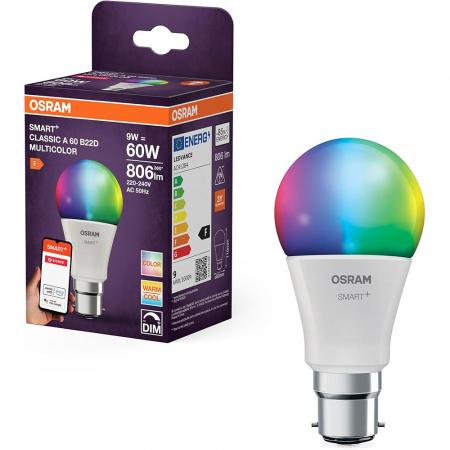 4er Set OSRAM SMART+ LED Lampe B22D Zigbee DIMM 9W wie 60W RGBW