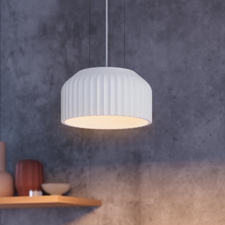 Osram Pendelleuchte Decor Plaster Routes aus Gips in Weiß mit E27 Fassung Ø 30 cm