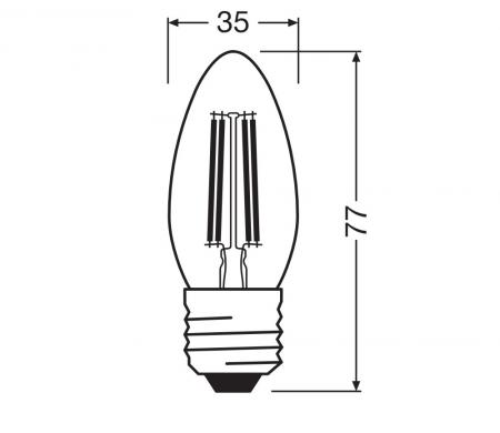 LEDVANCE LED Classic B 40 Filament V 3,4W wie 40W, 470 lm, 2700K warmweiß, 300°, E27, klar, nicht dimmbar