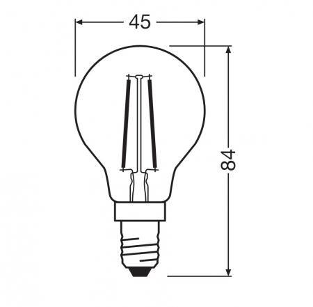 LEDVANCE LED Classic P 25 Filament 1,8W wie 25W, 250 lm, 2700K warmweiß, E14, klar, nicht dimmbar