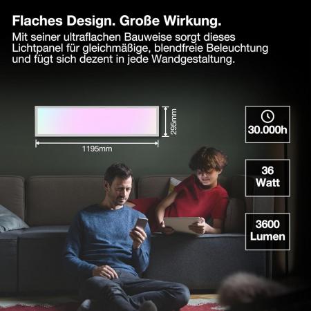OSRAM SMART+ WiFi Planon Magic LED-Panel 36W 3000 lm RGB + Tunable White 2700–6500K dimmbar 1200 x 300 mm weiß