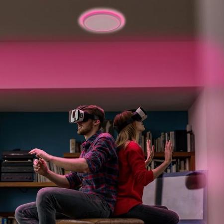 Osram Smart+ WiFi Orbis Ultra Slim Deckenleuchte in Schwarz Ø 40 cm mit Backlight - RGB und Tunable White