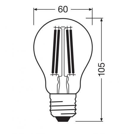 LEDVANCE LED Classic A 100 Filament V 11W wie 100W, 1521 lm, 3000K warmweiß, E27, klar, nicht dimmbar