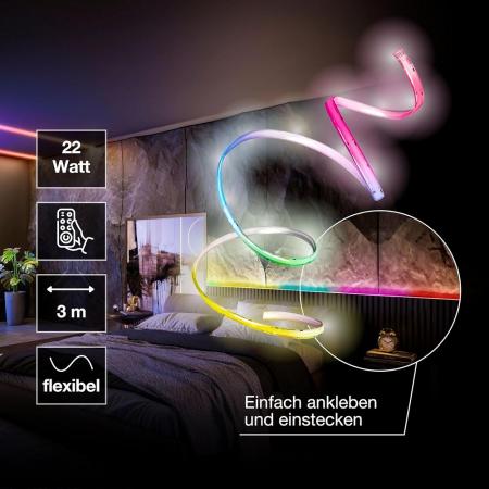 3M OSRAM Smart+ WiFi Flex LED-Streifen COB Magic RGB Remote Control Indoor IP20 - WiFi- und Fernbedienungssteuerung möglich - Anschluß an Netzspannung mit Stecker