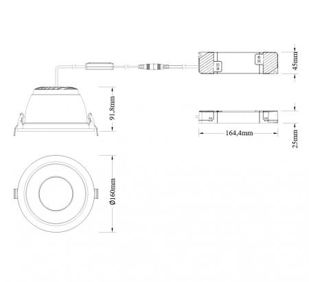 LEDVANCE DOWNLIGHT COMFORT DALI UGR19 D150 18 W Multi-Lumen Multi-Color 55° Ra > 90 IP44 DALI-2