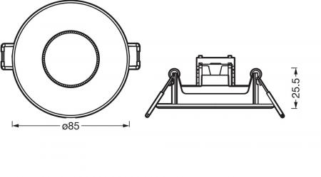 3er Set OSRAM LED Spot Recess DIM IP65 4,9W 2700K 36° Chrom Einbaustrahler dimmbar - Einbaudurchmesser 68mm, Einbautiefe 40mm