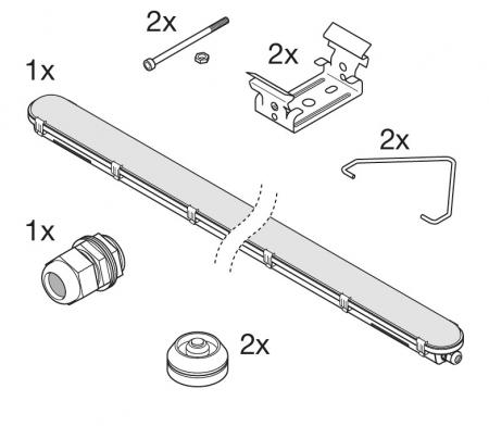 LEDVANCE DAMP PROOF FIT 1500 V LED-Feuchtraumleuchte 51 W, bis 8000 lm, Multi Lumen, Multi Color 4000–6500 K, IP65, 1500 mm