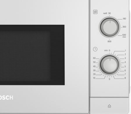 Bosch Serie 2 Mikrowelle, 26 x 44 cm, 800 W, Drehteller, Reinigungsunterstützung, LED-Beleuchtung gleichmäßige Ausleuchtung FFL020MW0