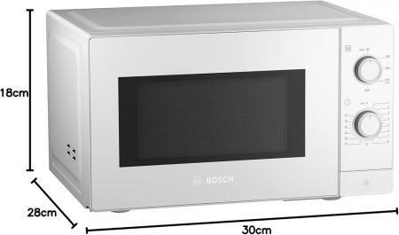 Bosch Serie 2 Mikrowelle, 26 x 44 cm, 800 W, Drehteller, Reinigungsunterstützung, LED-Beleuchtung gleichmäßige Ausleuchtung FFL020MW0