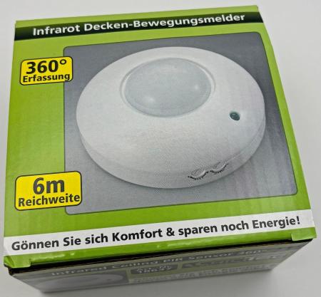 ChiliTec Decken-Bewegungsmelder "CBM" 360° PIR, LED geeignet, 6m Detektion, weiß