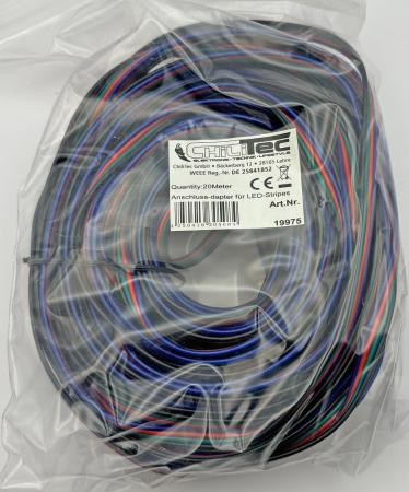 ChiliTec RGB LED-Stripes Anschlusskabel 20m-Ring, 4-adrig rot-grün-blau-schwarz