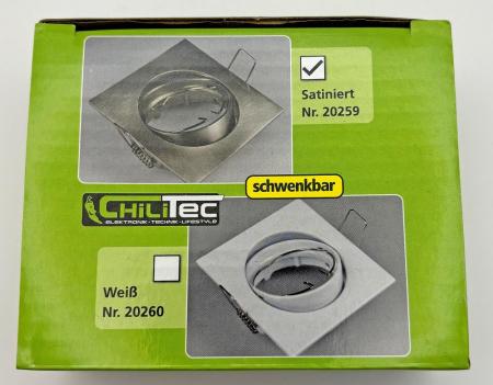 ChiliTec Decken-Einbaustrahler "SE80" chrom-matt schwenkbar, 80x80mm, für 50mm Lampen