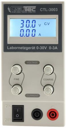ChiliTec Regelbares Labornetzgerät "CTL-3003" beleuchtete LCD Anzeige, 0-30V, 0-3A