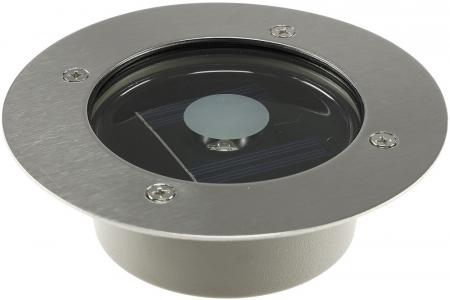 ChiliTec Solar LED Bodenstrahler "CTB-R", rund ØxH 12x4cm, IP44, Edelstahl-Front