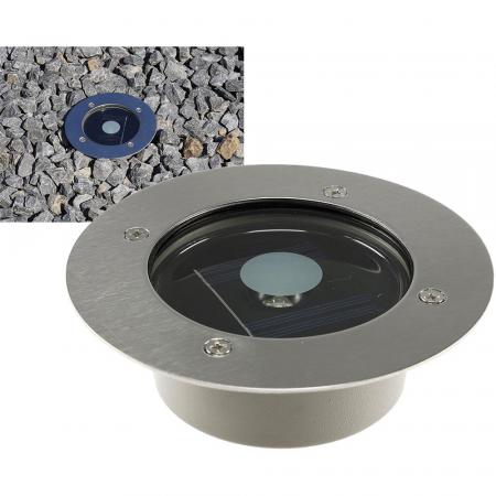 ChiliTec Solar LED Bodenstrahler "CTB-R", rund ØxH 12x4cm, IP44, Edelstahl-Front