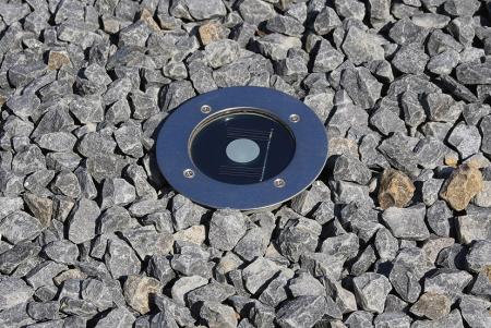 ChiliTec Solar LED Bodenstrahler "CTB-R", rund ØxH 12x4cm, IP44, Edelstahl-Front