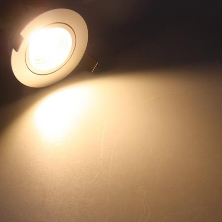 ChiliTec LED-Einbauleuchte "COB-5", 5W, 420lm ALU, 3000K, 95°, Ø85xT47mm, Rahmen weiß