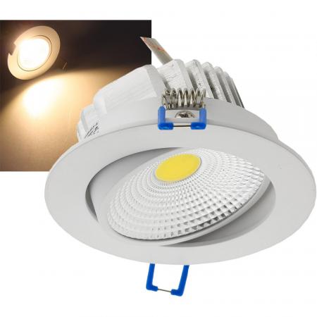 ChiliTec LED-Einbauleuchte "COB-7", 7W, 550lm 3000K, 75°, Ø109xT47mm, Rahmen weiß
