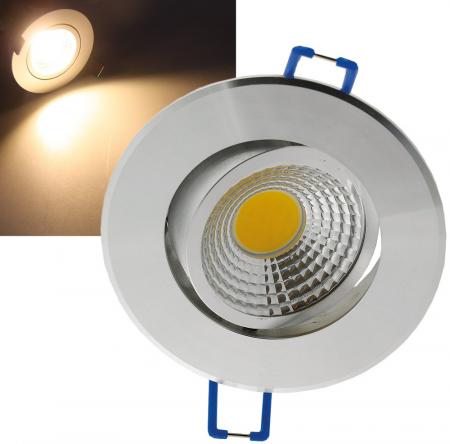 ChiliTec LED-Einbauleuchte "COB-5", 5W, 420lm ALU, 3000K, 75°, Ø85xT47mm, Rahmen chrom