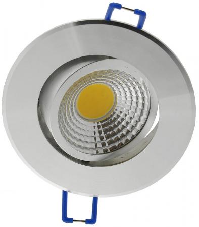 ChiliTec LED-Einbauleuchte "COB-5", 5W, 420lm ALU, 3000K, 75°, Ø85xT47mm, Rahmen chrom