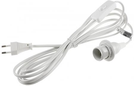 ChiliTec Netzkabel mit Schalter und E14 Fassung 1,4m + 2m lang, weiß