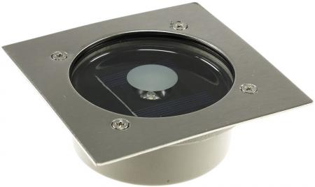 ChiliTec Solar LED Bodenstrahler "CTB-E", eckig 105x105x40mm, IP44, Edelstahl-Front