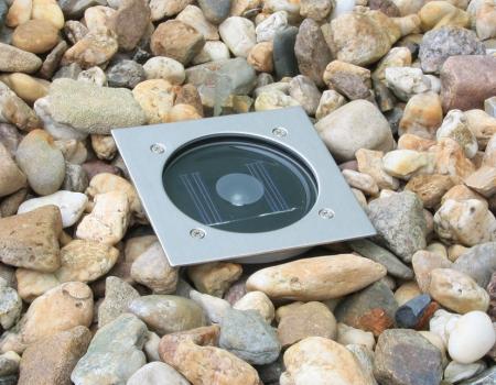 ChiliTec Solar LED Bodenstrahler "CTB-E", eckig 105x105x40mm, IP44, Edelstahl-Front