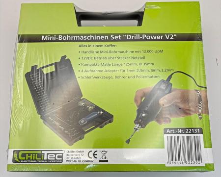 ChiliTec Mini-Bohrmaschine "Drill-Power V2" 12V= 12.000UpM, 63-teilig, viel Zubehör