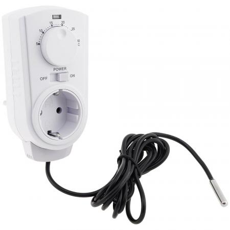 ChiliTec Steckdosen-Thermostat "ST-50" ana EXT 5-30°C, 230V, 2m Kabel + Außenfühler