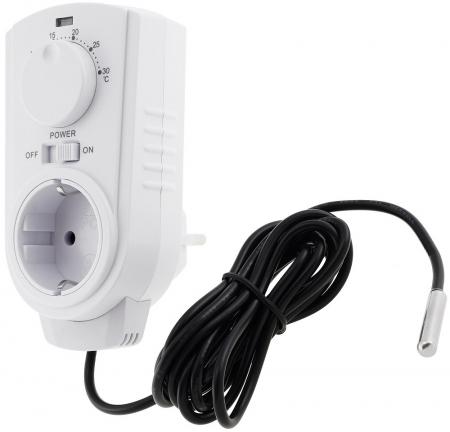ChiliTec Steckdosen-Thermostat "ST-50" ana EXT 5-30°C, 230V, 2m Kabel + Außenfühler
