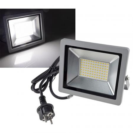 ChiliTec LED-Fluter SlimLine "CTF-SLT 50" silber 50W, 5220lm, 4000K, neutralweiß, IP44