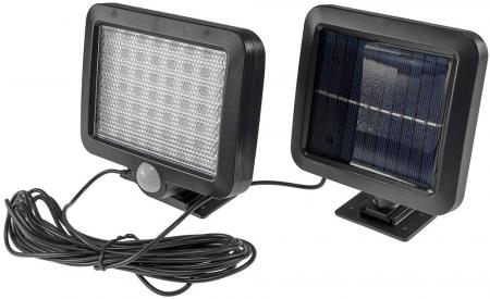 ChiliTec LED Solar Wandleuchte m. Bewegungsmelder 300lm, 6000K, Akku, externe Solarzelle