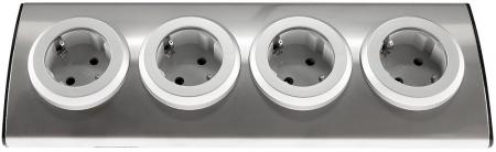 ChiliTec 4-fach Steckdosenblock Edelstahl 90° für Eck- & Aufbaumontage