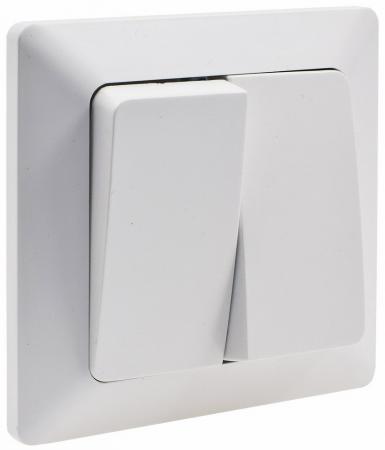 ChiliTec MILOS Serien-Schalter 2-fach weiß matt 250V~/ 10A, inkl. Rahmen, UP