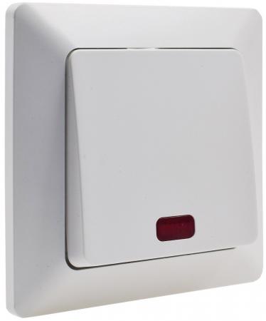 ChiliTec MILOS Kontroll-Schalter mit Lämpchen 250V~/ 10A, inkl. Rahmen, UP, weiß matt