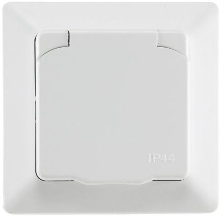 ChiliTec MILOS Schutzkontakt-Steckdose IP44 250V~/ 16A, inkl. Rahmen, UP, weiß matt