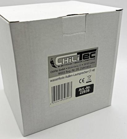 ChiliTec wasserfeste Außen-Lautsprecher "CT-40" 8 Ohm, 4", 60W, 120Hz-20KHz, PAAR