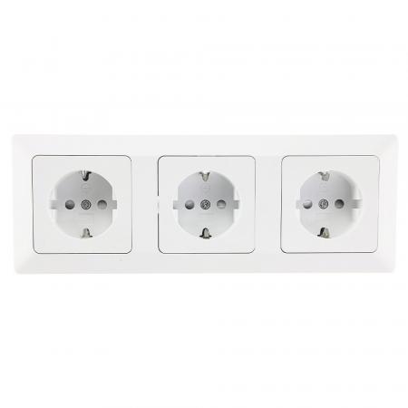 ChiliTec MILOS Set 3 Steckdosen + 3-fach Rahmen 250V~/ 16A, Steckanschluss, Matt-weiß