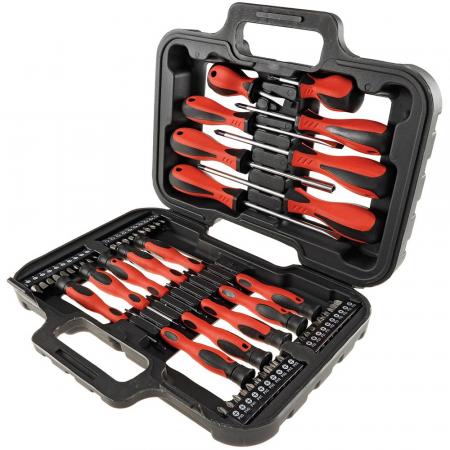 ChiliTec Schraubendreher Set 58-teilig mit Koffer 18 Schraubendreher, 40 Bits