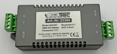 ChiliTec Bluetooth Receiver m. 4-Kanal Verstärker 4/8Ohm, 4x15W, 12V/4A, 3,5mm AUX-In