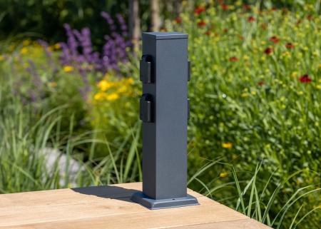 ChiliTec Steckdosensäule 4-fach, IP44, Anthrazit 250V~/ 16A, 13x13x40cm