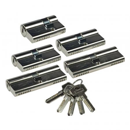 ChiliTec Schließzylinder-Set 5 30/10-30/30-35/35 Profil-Zylinder, 5 Sicherheits-Schlüssel