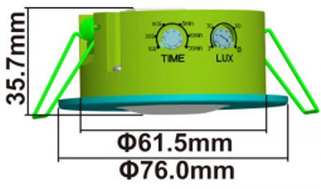 ChiliTec Decken-Einbau-Bewegungsmelder 360° IP65 PIR, LED geeignet, 8m Detektion, 76x36mm