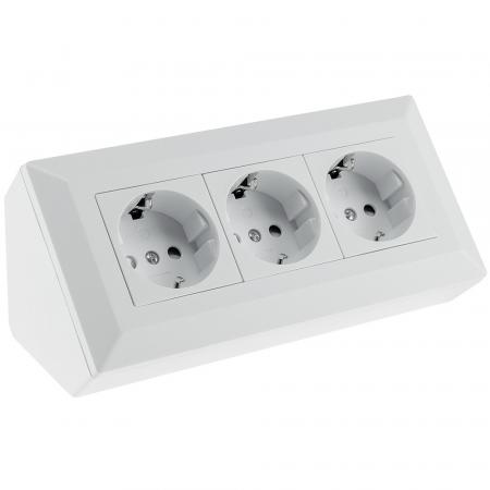 ChiliTec 3-fach Steckdosenblock, weiß matt 250V~/ 16A, Aufbaumontage