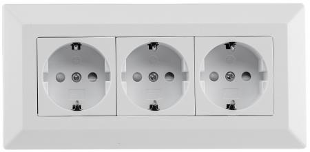 ChiliTec 3-fach Steckdosenblock, weiß matt 250V~/ 16A, Aufbaumontage